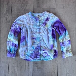 OshKosh B'gosh Kids Tie-Dye Button Down Shirt - Purple and Blue | Size 8
